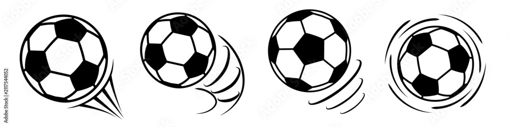 Fototapeta premium Soccer ball icon set. Flying ball set