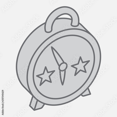 Bedside clock isometric icon, table clocks, bedroom alarm clocks concept. Vector graphics. Night table clocks sign with outline style icon for mobile or web design.