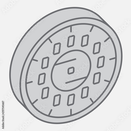 Digital dial isometric icon, time and technology concept. Vector graphics. Dial with led screen, digital time sign with outline style icon for mobile or web design.