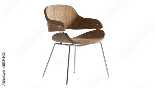 Foto Curved molded plywood armchair with chrome legs, isolated on transparent backgro