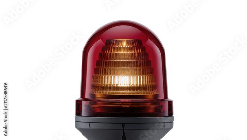 Foto Red beacon light with amber internal Fresnel lens, isolated on transparent backg