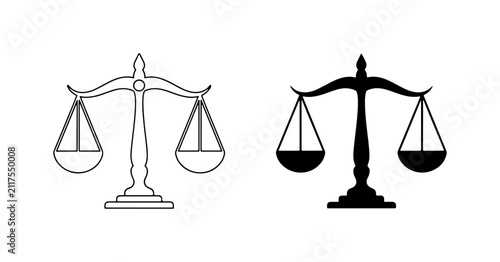 Foto Scales of Justice Vector Icons, Balance Symbol, Legal Weighing Illustration, Law