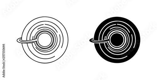 Cosmic Black Hole Vector Icons, Space Gravity Swirl, Celestial Event Graphics