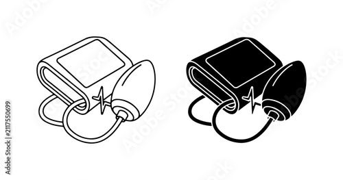 Foto Blood Pressure Monitor Icons, Medical Device Vector Graphics, Healthcare Equipme