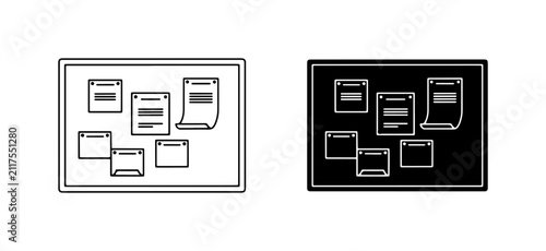 Fotografía Bulletin Board Icons: Notice Board, Corkboard, Announcement Display, Information