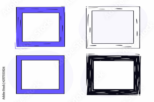 Ink grunge square frames for creative design. Empty decorative borders for artwork or projects.