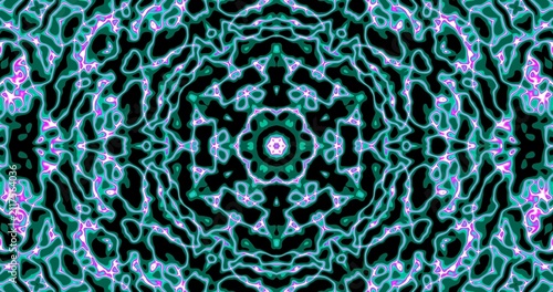 Premium Seamless Tileable Neon Cyan Purple Cellular Mandala Pattern on Black | Futuristic Abstract Organic Surface Texture Background