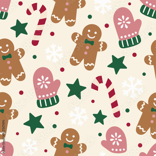 Christmas Gingerbread Baking Seamless Pattern