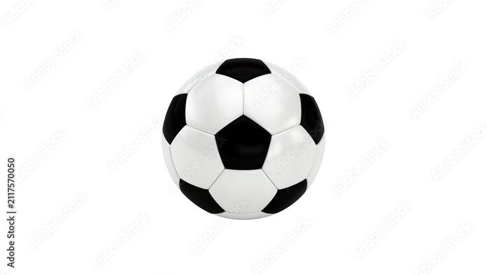 Fototapeta premium Classic black and white soccer ball, isolated on transparent background