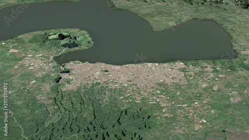 Quadro su tela Oblique aerial 3D illustration of Managua, Nicaragua
