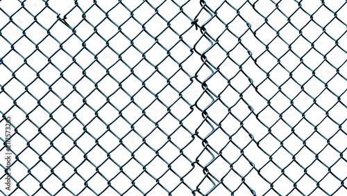 Canvas Print Dark gray chain link fence with diamond pattern, isolated on transparent backgro