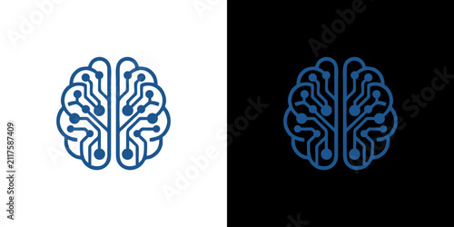 Bild auf Leinwand Abstract brain icon design with intricate circuit patterns, symbolizing artifici