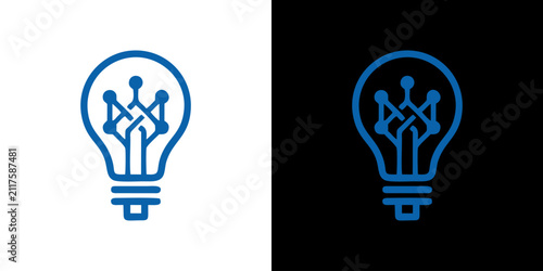 Digital Innovation Light Bulb Circuit Icon Representing Technology Ideas and Smart Network Connectivity Solutions