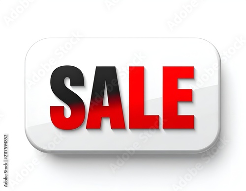 Sale Sign Button with Red and Black Gradient Typography on White Background