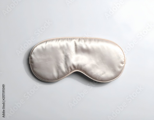 Silk sleep mask in champagne beige color isolated on a white background