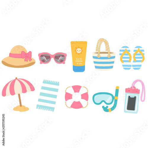 summer icons set