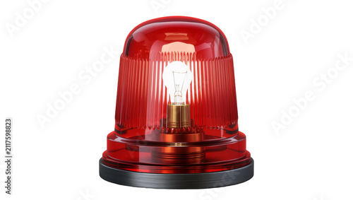 Bild auf Leinwand Red rotating beacon light with incandescent bulb, isolated on transparent backgr