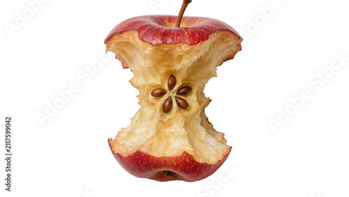 Foto Red apple core with visible seeds, isolated on transparent background