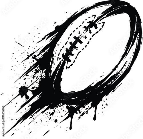 Grunge American Football Motion Sketch Illustration