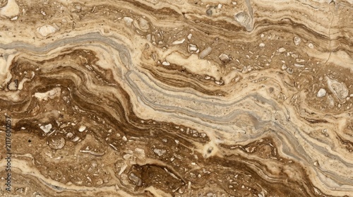 Natural Travertine Stone Texture with Earthy Tones and Veining Detail for Luxury Interior Design Concepts