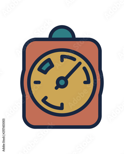 Stylized gauge meter with needle and dial