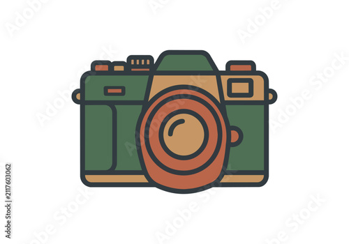 Vintage camera icon illustration retro photography equipment flat design