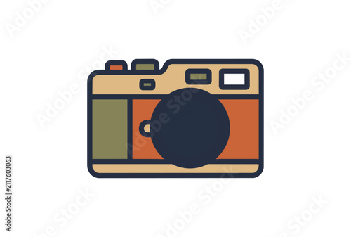 Vintage camera icon with retro color palette