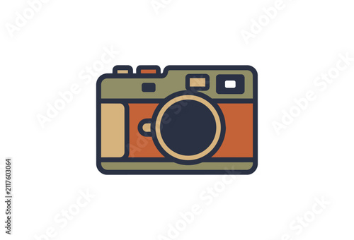 Vintage camera illustration minimalist design retro technology object