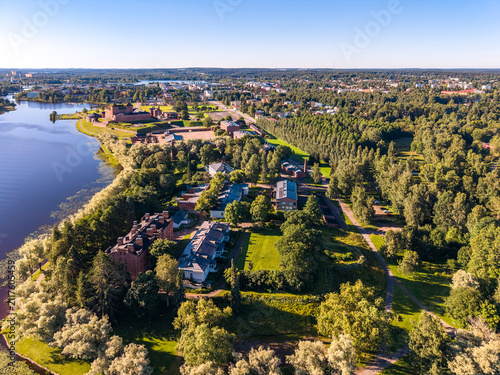 Aerial view from Hämeenlinna city in Finland early morning