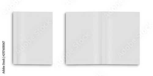 Blank Magazine Cover and Open Page Spread Mockup