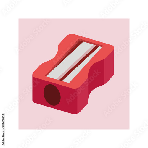 Minimalist Red Pencil Sharpener Icon Vector Illustration