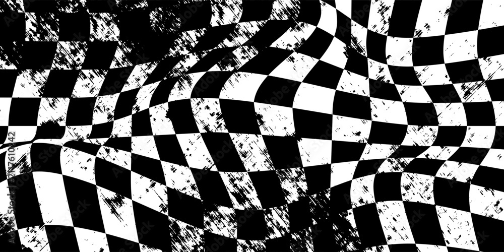 Obraz premium Checkered flag wave on white background design for sport race championship vector illustration.