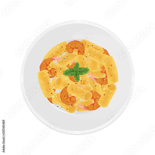 Vector Illustration Logo Clipart Shrimp Rigatoni