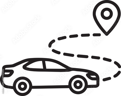 car with location pin and route icon gps navigation vector illustration