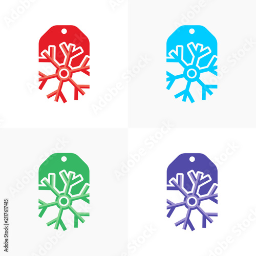 Seasonal holiday retail promotion badge with snowflake icon element