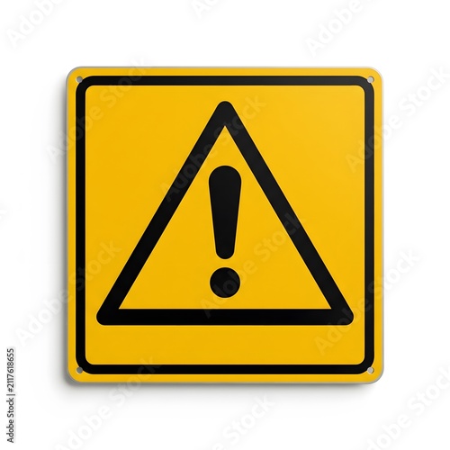 Yellow Warning Sign with Black Exclamation Mark in Triangle - Danger Alert Symbol