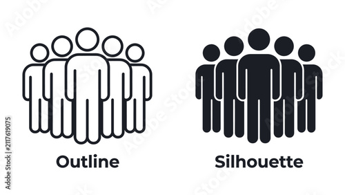 Canvastavla Group Iconography: A visual representation of a group of people, displayed in both outline and silhouette styles, symbolizing unity and collective presence