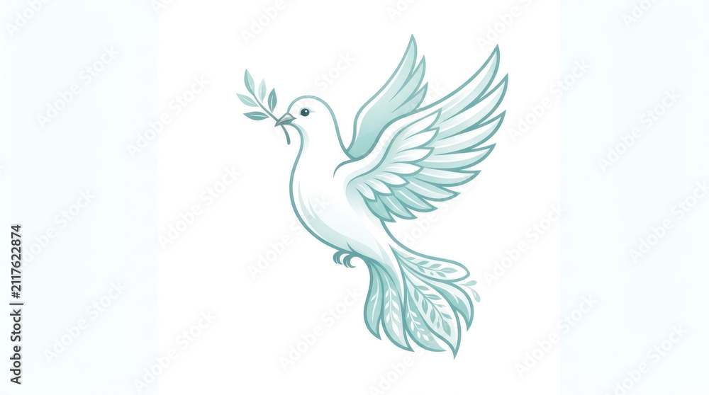 Obraz premium Blue dove flying with wings spread