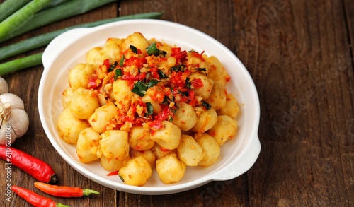 Принти на полотні Crispy salt and pepper Tofu. Vegan, vegetarian healthy food