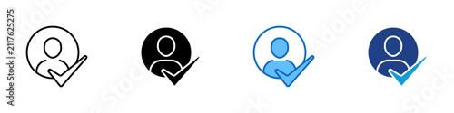 Quadro su tela Verified User Profile Multiple Style Icon Design Vector - Person with checkmark