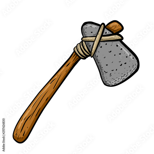 Handdrawn Illustration of a Stone Age Axe