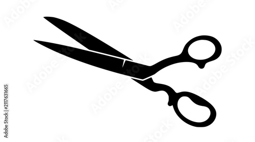 Fotografie Sewing scissors silhouette vector icon of open tailor shears tool for dressmakin