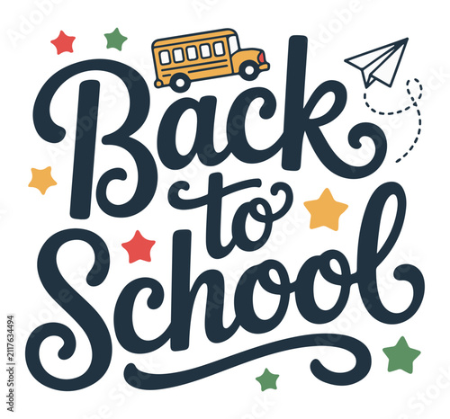 Fotografie School bus illustration celebrates the start of the new academic school year