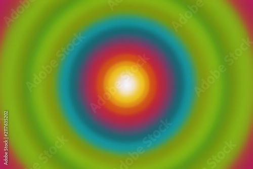 Vibrant Psychedelic Rainbow Concentric Circles Abstract Background with Bright White Center Light