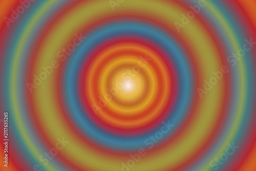 Vibrant Psychedelic Rainbow Concentric Circles Abstract Background with Bright White Center Light