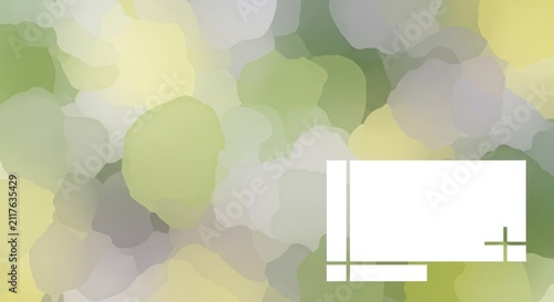 A green and yellow abstract background with a white rectangular frame in the center.
