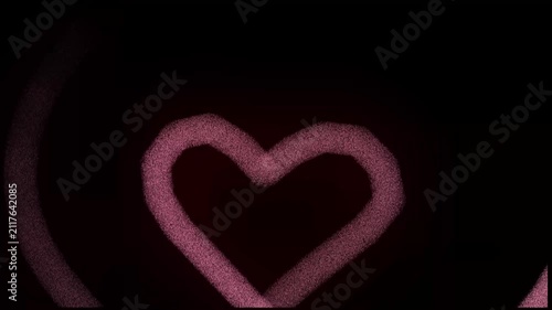 Pink Glowing Line Drawing Heart On Black Background