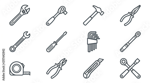 Quadro su tela Collection of Hand Tools for Repair and Construction.
