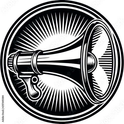 Golden megaphone retro vintage. 