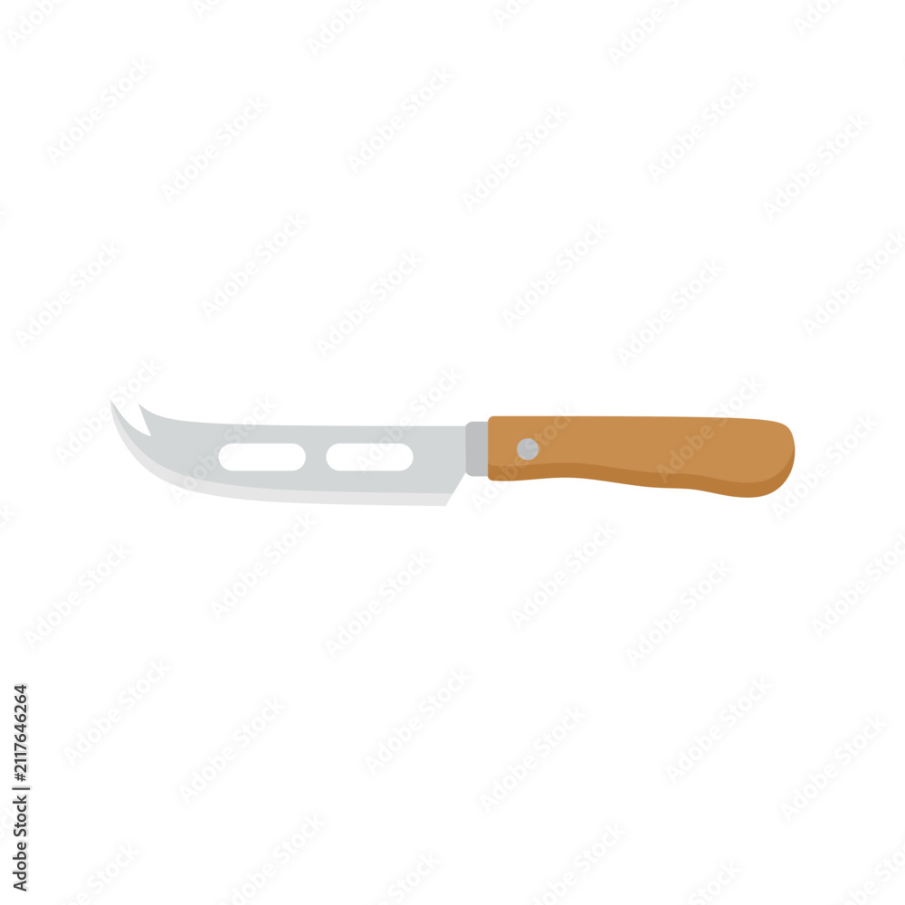 Fototapeta premium cheese knife isolated on white background. kitchen utensil kitchen knife for cheese, kitchen utensil . cheese knives with wooden handles isolated on white background